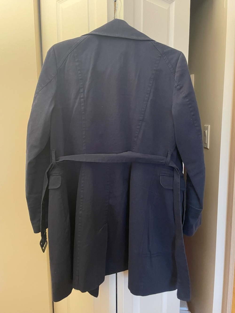 H&M Navy Double-Breasted Trench Coat size 12 - Picture 3 of 3